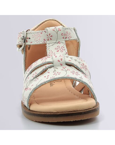Sandales en Cuir Nahine blanc floral