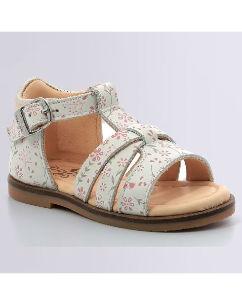 Sandales en Cuir Nahine blanc floral