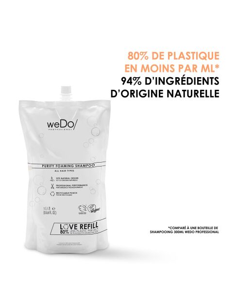 Shampooing moussant vegan Purifiant pour tous types de cheveux - 1000 ml