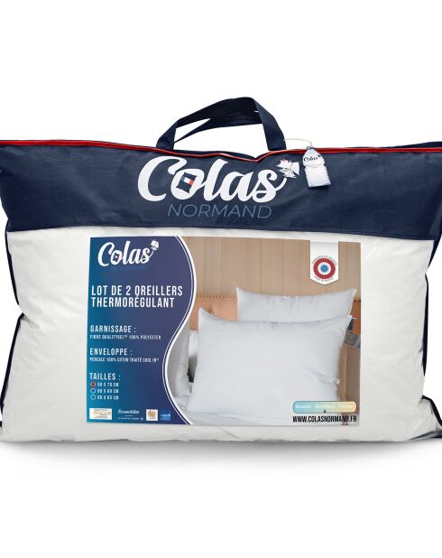 2 Oreillers Thermorégulant  Moelleux Cool In® blancs - 50x70 cm