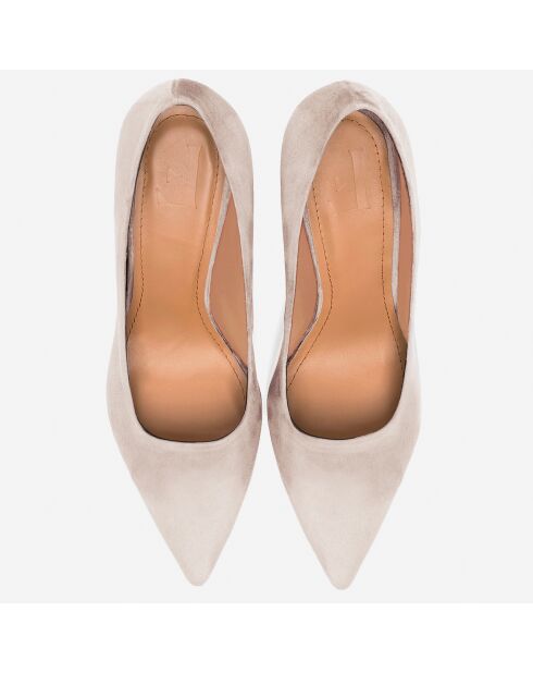 Escarpins en Velours de Cuir Charlie sable - Talon 7.5 cm