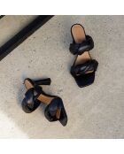 Mules en Cuir River noires - Talon 8.5 cm