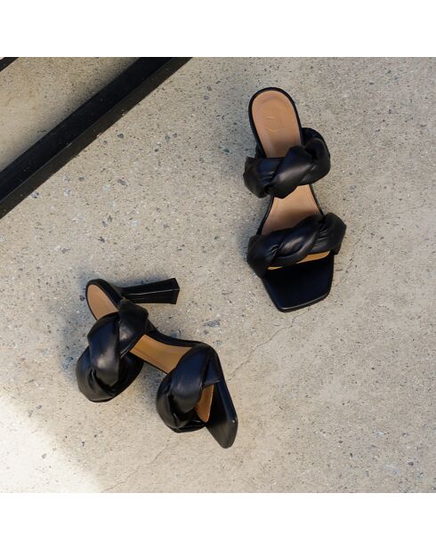 Mules en Cuir River noires - Talon 8.5 cm