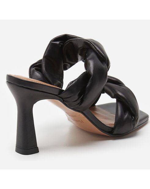 Mules en Cuir River noires - Talon 8.5 cm