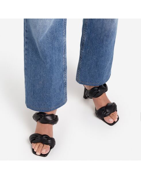 Mules en Cuir River noires - Talon 8.5 cm