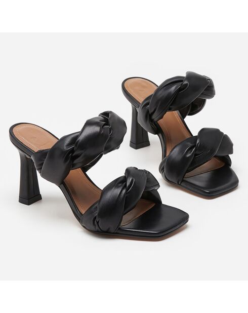 Mules en Cuir River noires - Talon 8.5 cm