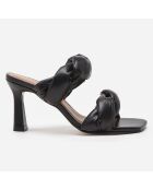 Mules en Cuir River noires - Talon 8.5 cm