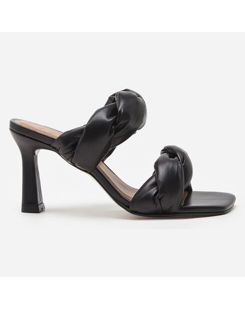 Mules en Cuir River noires - Talon 8.5 cm