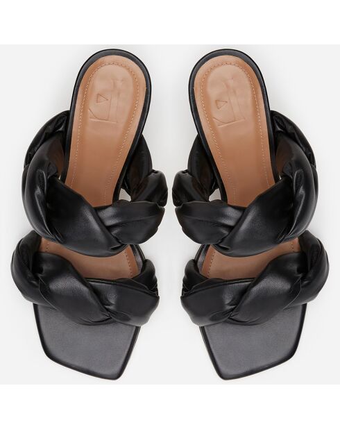Mules en Cuir River noires - Talon 8.5 cm
