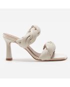 Mules en Cuir River crème - Talon 8.5 cm