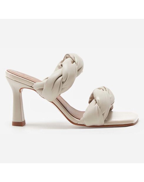 Mules en Cuir River crème - Talon 8.5 cm