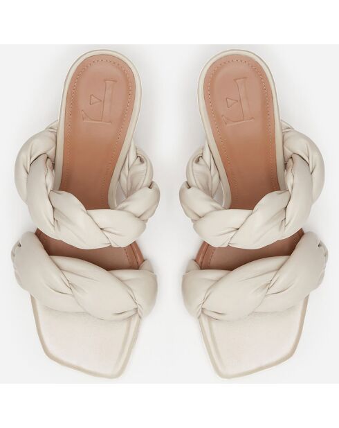 Mules en Cuir River crème - Talon 8.5 cm