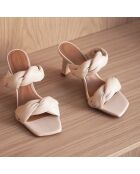 Mules en Cuir River crème - Talon 8.5 cm