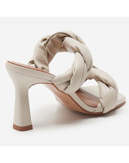 Mules en Cuir River crème - Talon 8.5 cm