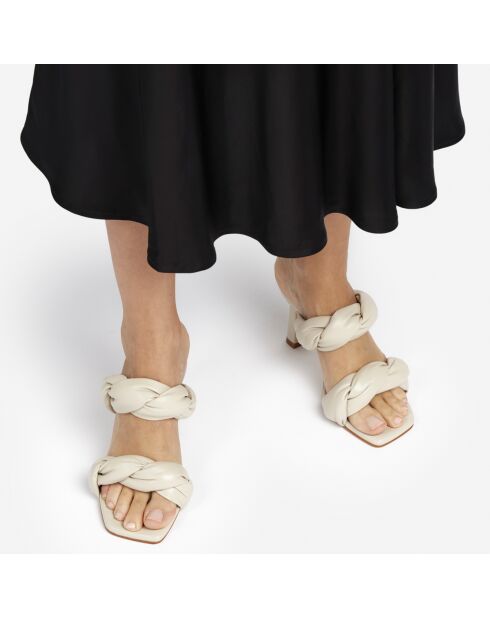 Mules en Cuir River crème - Talon 8.5 cm