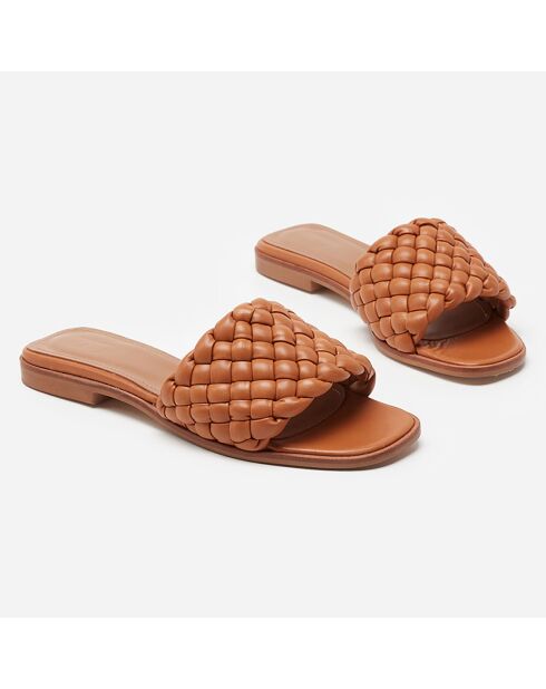 Mules en Cuir Minou cognac - Talon 5.5 cm