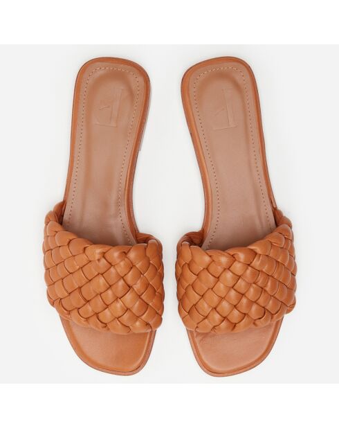 Mules en Cuir Minou cognac - Talon 5.5 cm