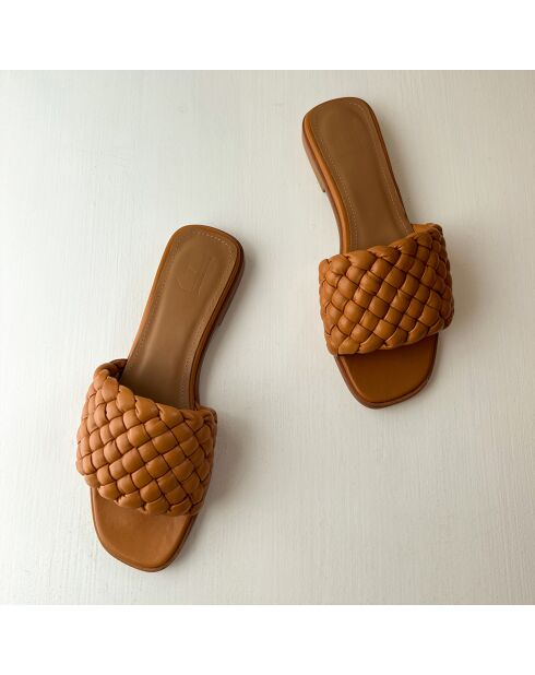 Mules en Cuir Minou cognac - Talon 5.5 cm