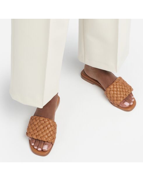 Mules en Cuir Minou cognac - Talon 5.5 cm