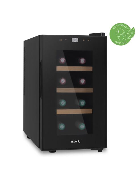 Weinkühler 8 Flaschen schwarz/Holz - 26x50,5x44 cm