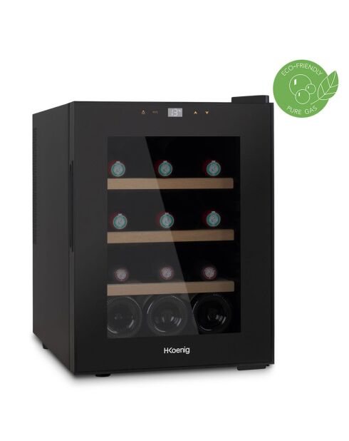 Dual Zone Weinkühler für 12 Flaschen schwarz/holz - 34,5x51x54 cm