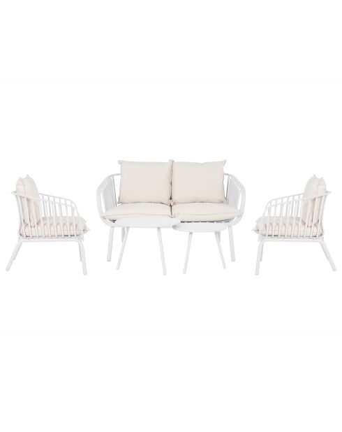 Salon de jardin polypropylène et coussins palma blanc