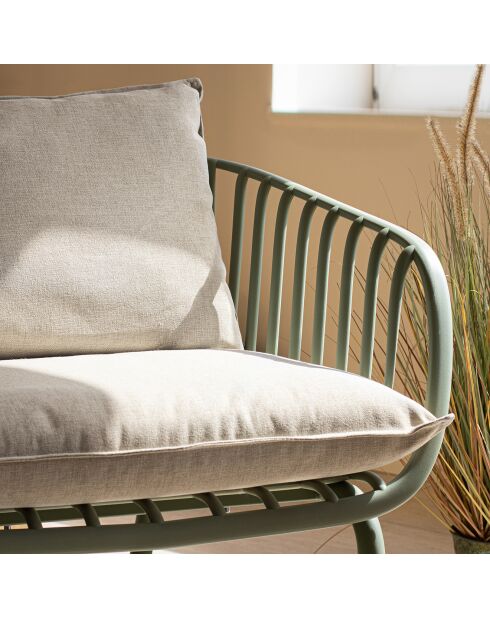 Salon de jardin polypropylène et coussins palma vert