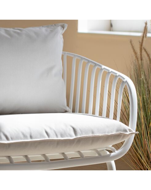 Salon de jardin polypropylène et coussins palma blanc