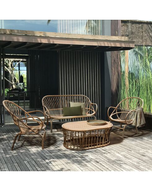 Salon de jardin en rotin synthetique cayman naturel