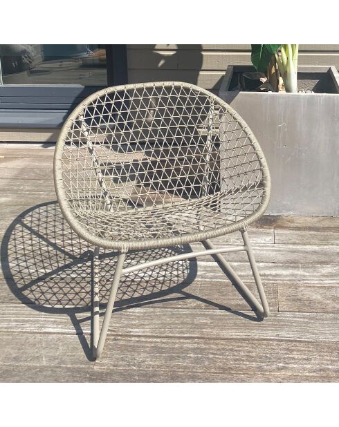 Fauteuil lounge bao bao tressé taupe - 75x71.5x72.5 cm