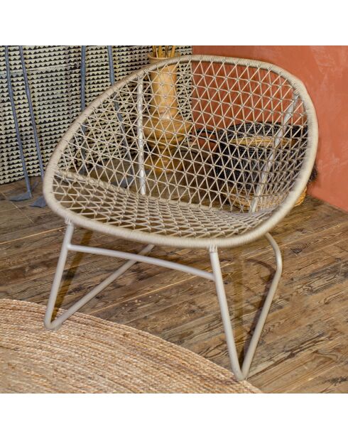 Fauteuil lounge bao bao tressé taupe - 75x71.5x72.5 cm