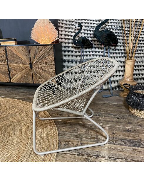 Fauteuil lounge bao bao tressé taupe - 75x71.5x72.5 cm