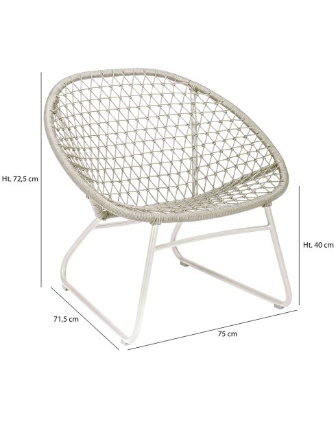 Fauteuil lounge bao bao tressé taupe - 75x71.5x72.5 cm