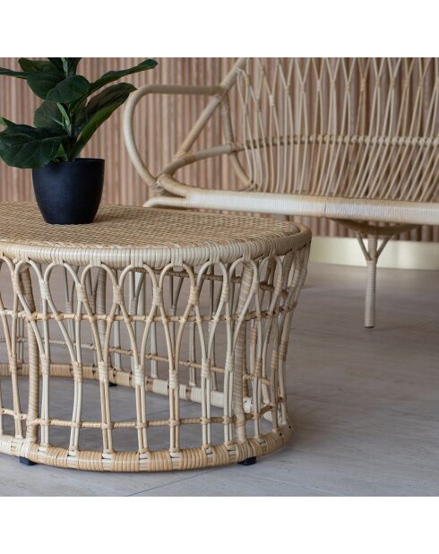 Salon de jardin en rotin synthetique cayman naturel