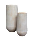 2 Pots rond haut en fibre d'argile lagos beiges