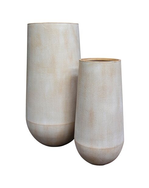 2 Pots rond haut en fibre d'argile lagos beiges