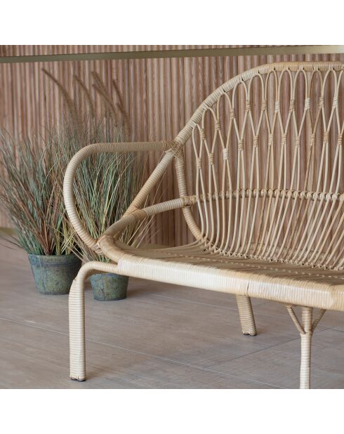 Salon de jardin en rotin synthetique cayman naturel