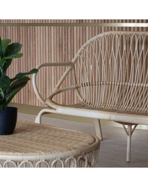 Salon de jardin en rotin synthetique cayman naturel