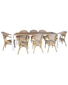 Ensemble de jardin table + 8 fauteuils bamal beige/blanc/naturel