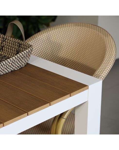 Ensemble de jardin table + 8 fauteuils bamal beige/blanc/naturel
