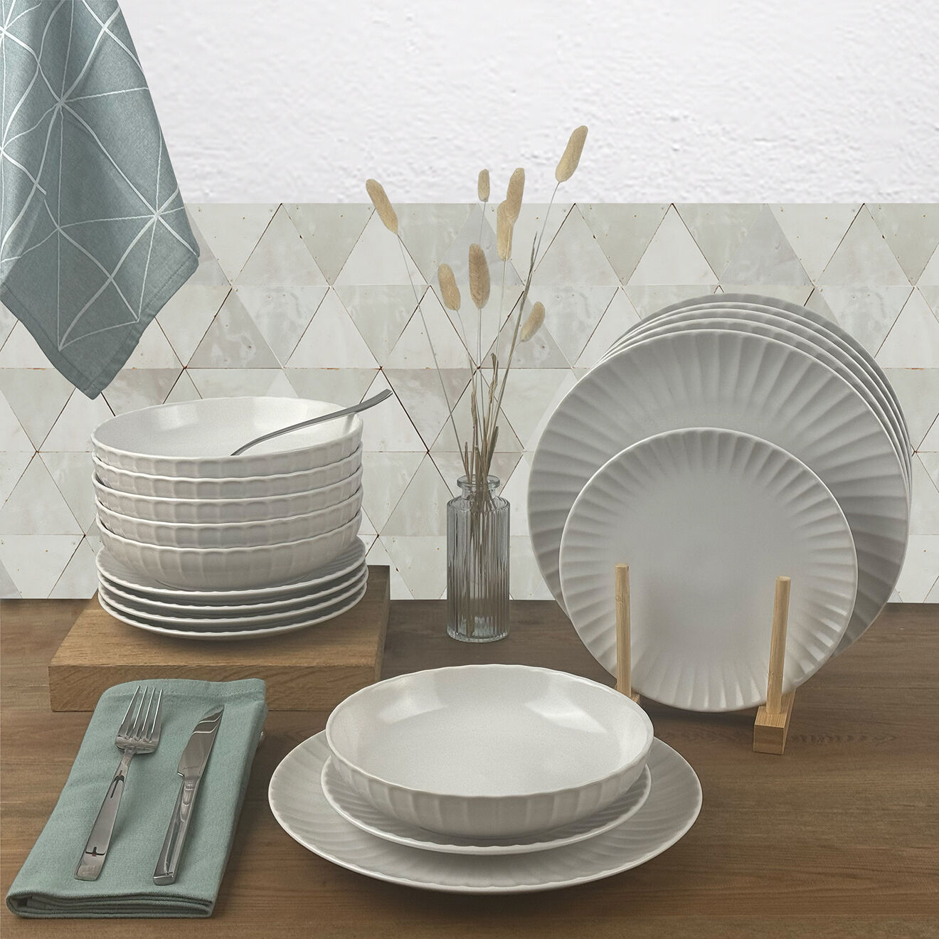 Service de table Colette blanc - 18 pièces