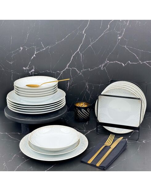 Service en Porcelaine Byblos blanc/beige - 18 pièces