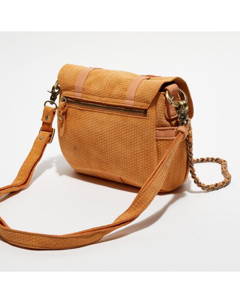 Sac besace en Cuir Bach B pêche - 16x27x8 cm