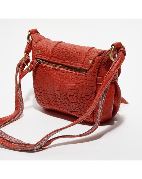 Sac besace en Cuir Bern E corail - 16x22x6 cm