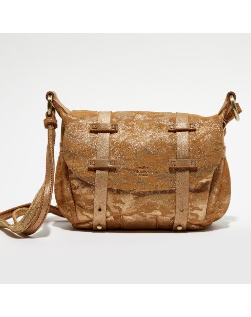 Sac besace en Cuir Bern Z camel - 16x22x6 cm