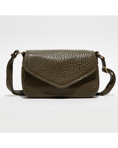 Sac besace en Cuir Robi olive - 16x25x8 cm