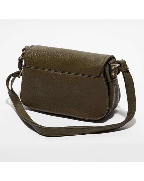 Sac besace en Cuir Robi olive - 16x25x8 cm