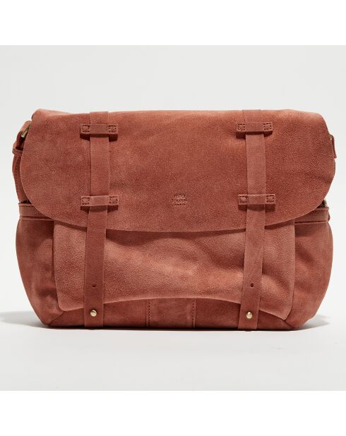 Sac besace en Cuir Bernie V argil - 23x35x13cm