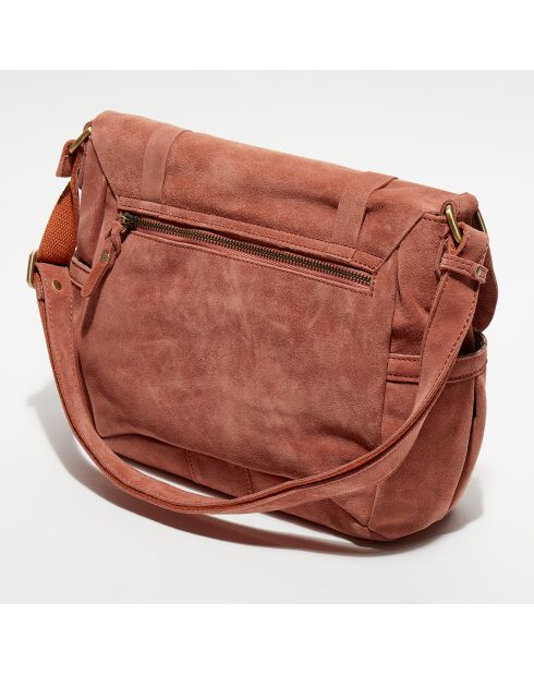 Sac besace en Cuir Bernie V argil - 23x35x13cm