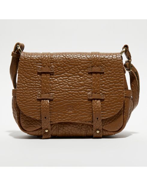 Sac besace en Cuir Bess E tabac - 19x25x8cm